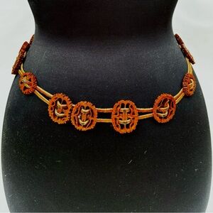 Vintage lacquered walnut belt